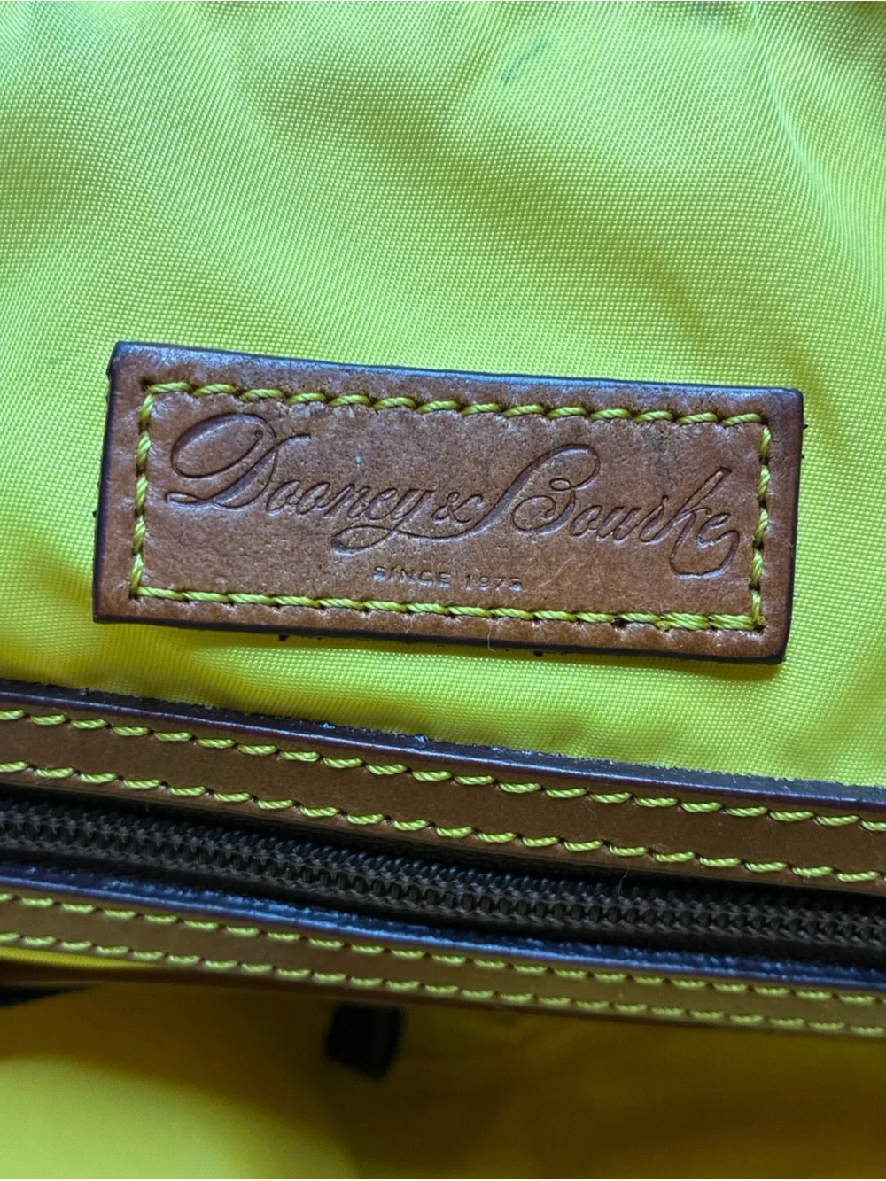 Vintage Dooney & Bourke Blue Nylon&Leather Trim Crossbody Tote W/Yellow Lining
